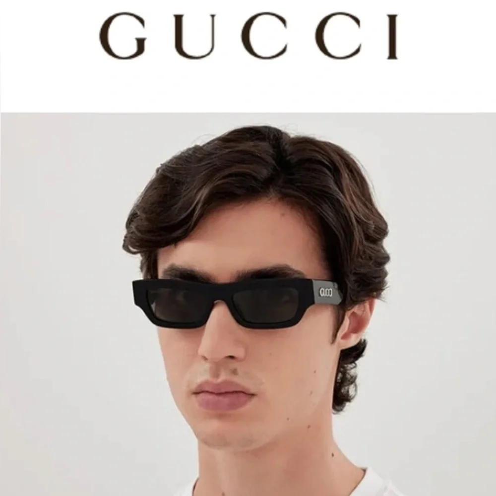 Gucci Men's GG1839SM Miami 52mm Rectangle Sunglasses Black Sunglasses NWT 490$